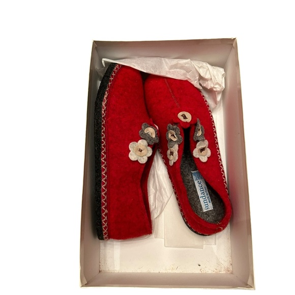 Sundance Shoes - Sundance Red Wool Shoes with flowers handmade in Itally NIB